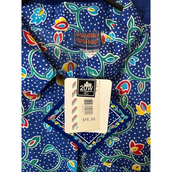 Vintage‎ 90s Golden Wings 3 Piece Outfit 20W Shorts Shirt Pants Blue Floral NWT - Picture 10 of 10